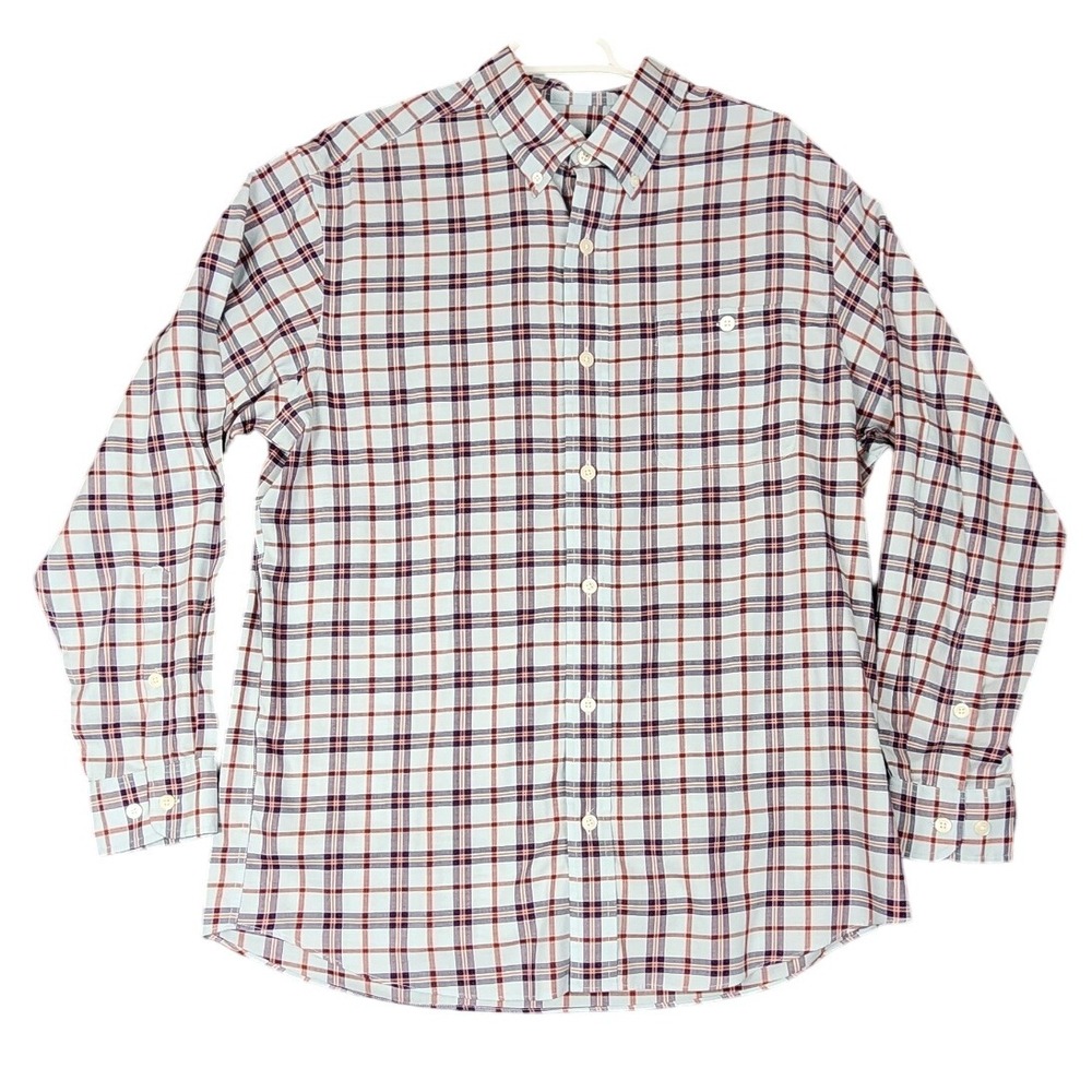 Orvis Mens Large L Classic Fit Long Sleeve Button Up Plaid Shirt Cotton Blend
